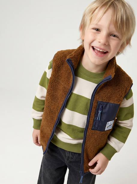 Gilet sans manches garçon caramel+écru - vertbaudet enfant 
