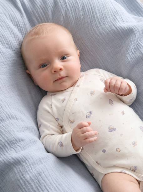Set van 5 babyrompertjes met lange mouwen hemelsblauw - vertbaudet enfant 