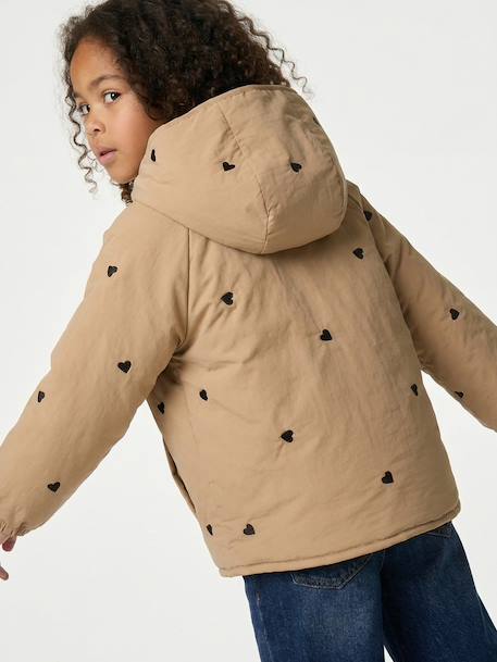 Doudoune légère fille brodée noisette+vert de gris - vertbaudet enfant 