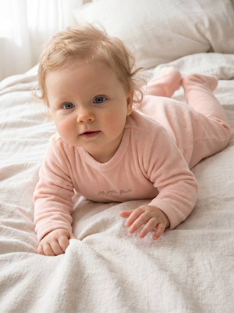 Set van 3 velours babypyjama's gemêleerd beige+gemêleerd grijs+saliegroen - vertbaudet enfant 