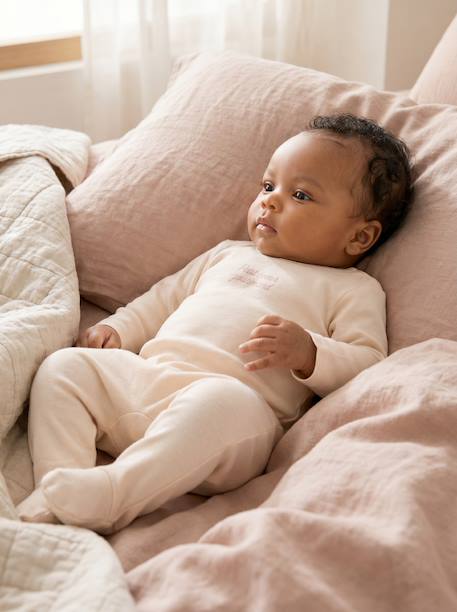 Lot de 3 dors bien bébé ouverture dos écru+vert sauge - vertbaudet enfant 