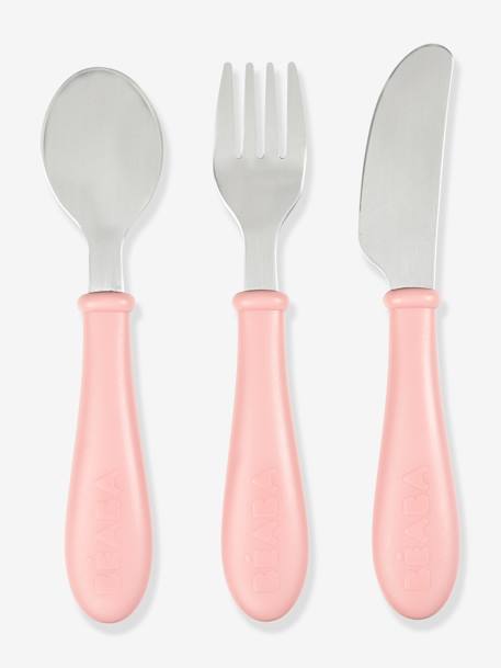 Set 3 couverts d'apprentissage inox AIRY GREEN+OLD PINK - vertbaudet enfant 