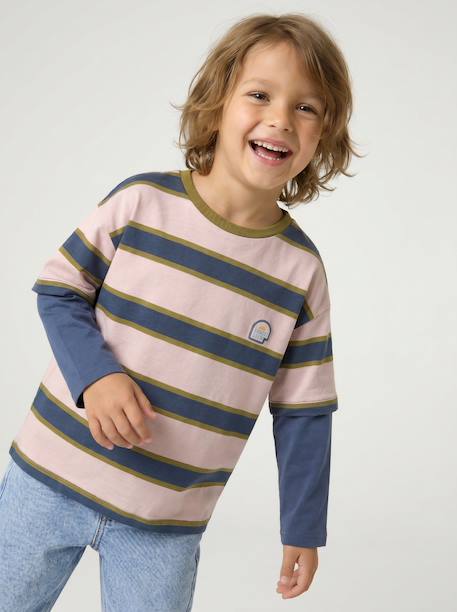 T-shirt manches longues garçon bleu moyen - vertbaudet enfant 