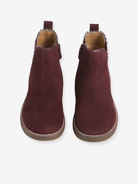 Leren laarsjes met elastiek voor meisjes bordeauxrood+goud+kameel+marineblauw - vertbaudet enfant 