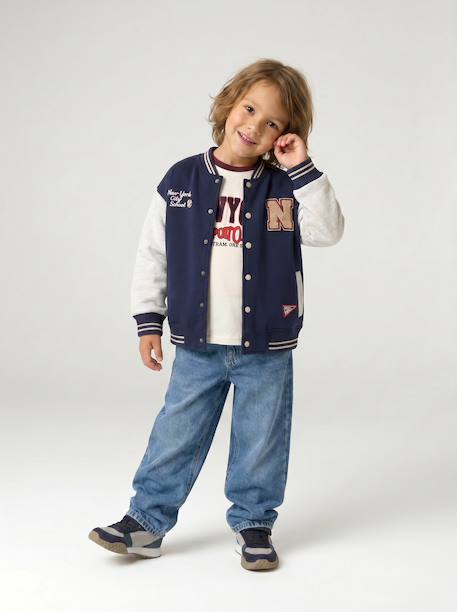 Teddy sweater jongen dennen+marineblauw - vertbaudet enfant 
