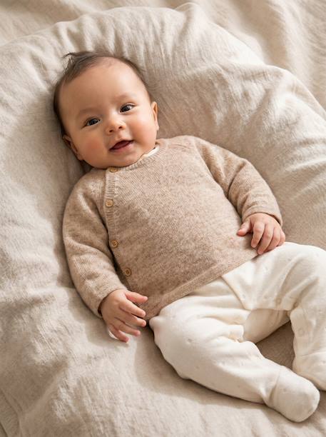 Ensemble naissance 3 pièces personnalisable beige chiné - vertbaudet enfant 