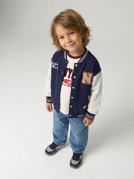 Teddy sweater jongen dennen+marineblauw - vertbaudet enfant 