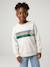Sweat garçon col rond blanc chiné+mauve - vertbaudet enfant 