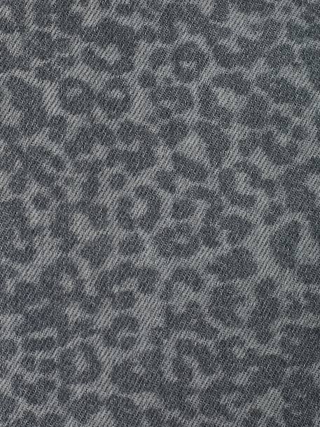 Wijde jeans in paperbagstijl met bloemmotieven voor meisjes denimgrijs+grijs+lichtblauw - vertbaudet enfant 