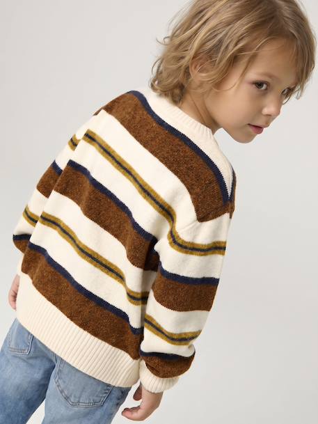 Pull garçon manches longues marine+noisette - vertbaudet enfant 