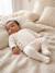 Ensemble matelassé gilet + pantalon à pieds entièrement imprimé écru+rose+vanille - vertbaudet enfant 