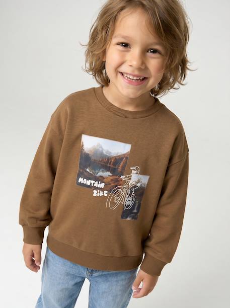 Jongenssweater met ronde hals hazelnoot - vertbaudet enfant 
