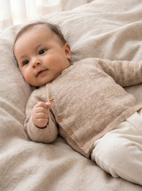 Ensemble naissance 3 pièces personnalisable beige chiné - vertbaudet enfant 