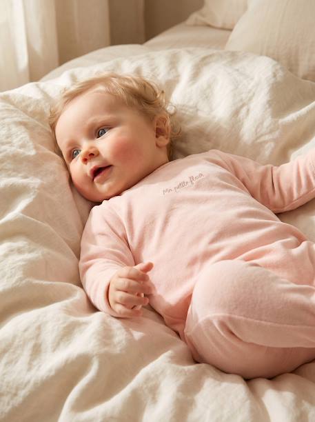 Set van 3 velours babypyjama's gemêleerd beige+gemêleerd grijs+saliegroen - vertbaudet enfant 