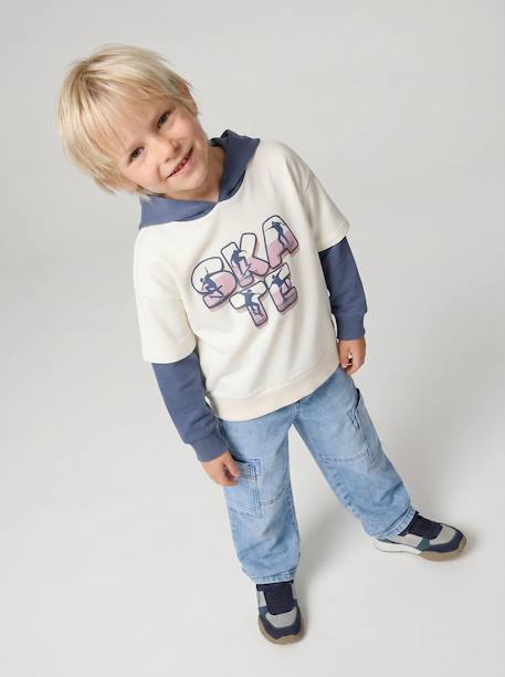 Sweat à capuche garçon écru - vertbaudet enfant 