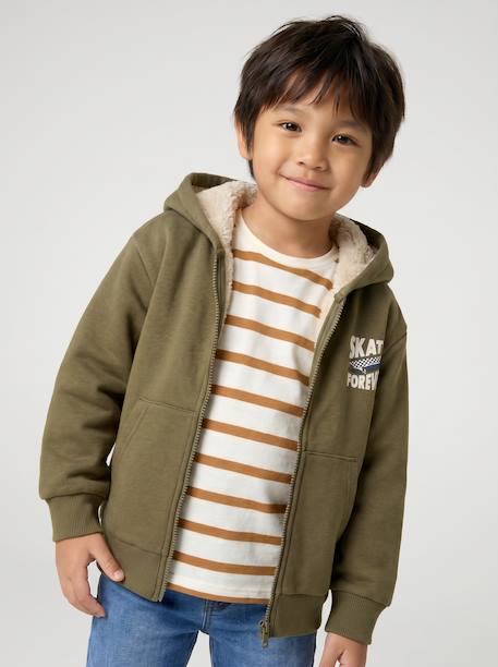 Sweatvest met capuchon voor jongens kaki+marineblauw - vertbaudet enfant 