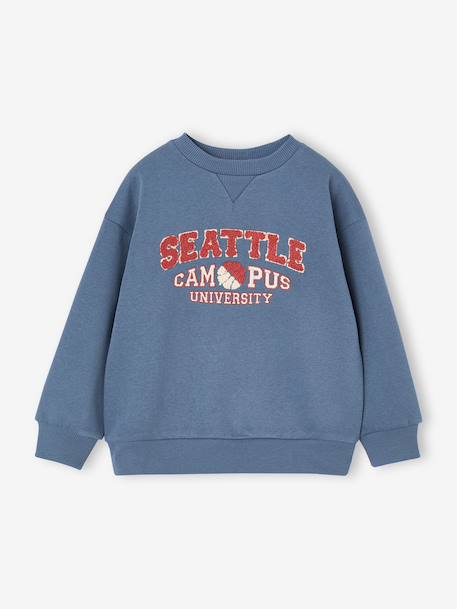 Sweat col rond garçon bleu jean - vertbaudet enfant 