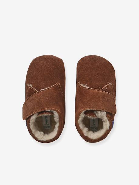 Leren babyslofjes met klittenband beige+bruin - vertbaudet enfant 