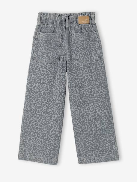 Pantalon fille large motifs fantaisie bleu clair+denim gris+gris - vertbaudet enfant 