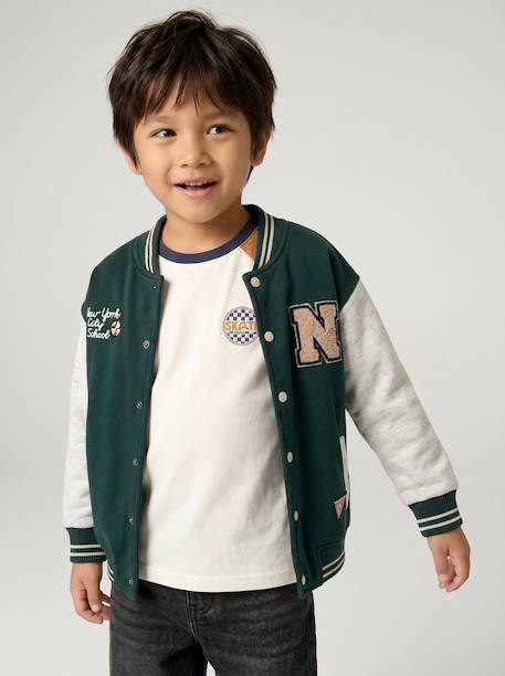 Sweat teddy garçon marine+vert sapin - vertbaudet enfant 