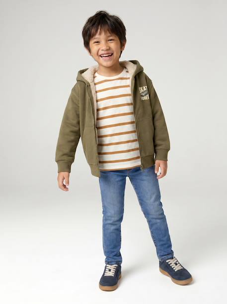 Sweatvest met capuchon voor jongens kaki+marineblauw - vertbaudet enfant 