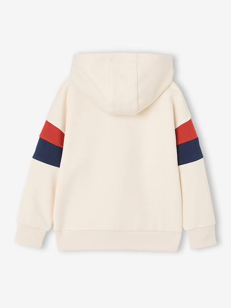 Sweat garçon à capuche motif placé blanc+marine+noix de pécan+vert sauge - vertbaudet enfant 