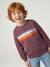 Sweat garçon col rond blanc chiné+mauve - vertbaudet enfant 
