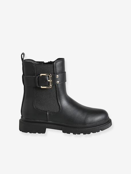 Boots fille zippées synthétique noir - vertbaudet enfant 