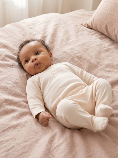 Set van 3 boxpakken met rugsluiting voor baby's ecru+saliegroen - vertbaudet enfant 