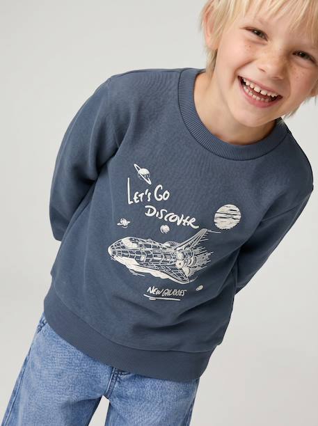 Jongenssweater met print voorop gemêleerd rood+gemêleerd wit+nachtblauw - vertbaudet enfant 
