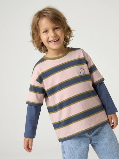 T-shirt manches longues garçon bleu moyen - vertbaudet enfant 