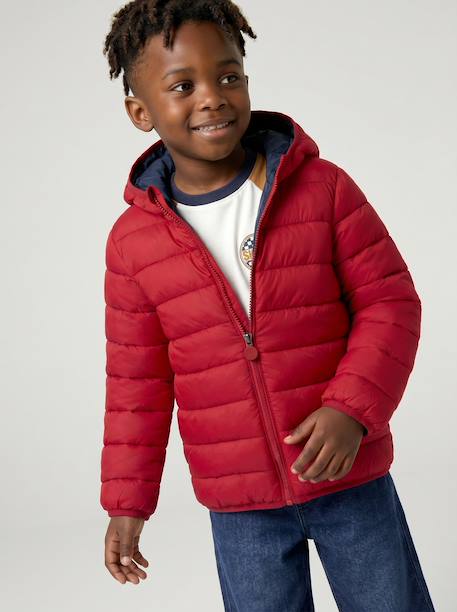 Lichte donsjas met capuchon jongen bordeauxrood+grijsblauw+hazelnoot+marineblauw+middenblauw+olijf+pecannoot+rood+smaragdgroen+zwart - vertbaudet enfant 