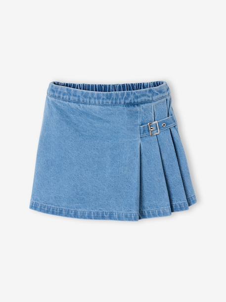 Geplooide denim skort voor meisjes middenblauw - vertbaudet enfant 