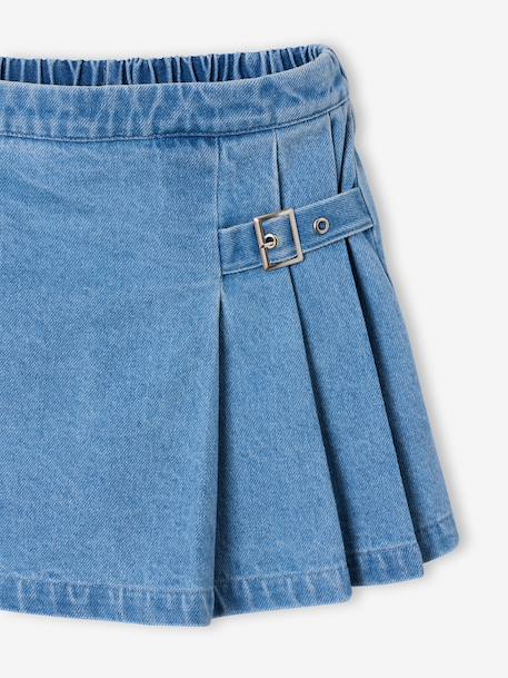 Geplooide denim skort voor meisjes middenblauw - vertbaudet enfant 