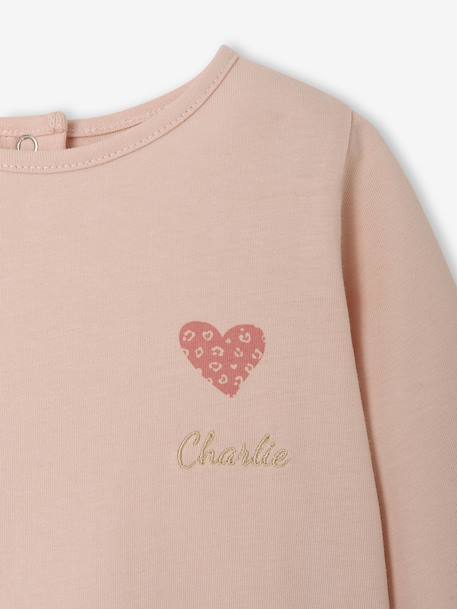T-shirt manches longues bébé fille bleu grisé+rose pâle - vertbaudet enfant 