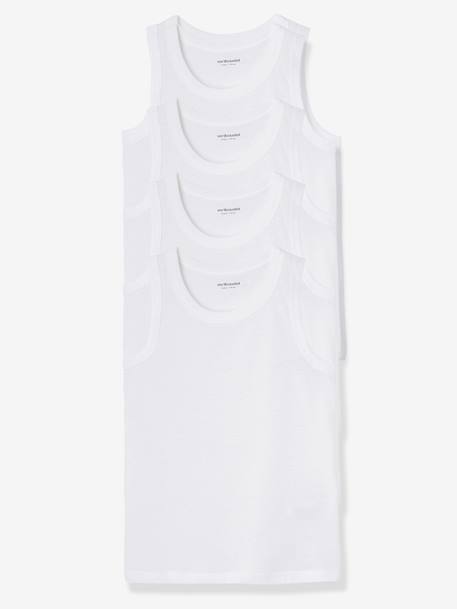 Lot de 4 débardeurs garçon BASICS BLANC - vertbaudet enfant 