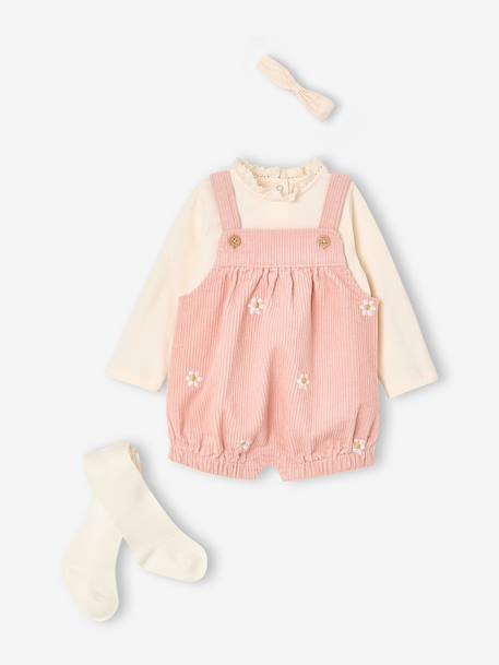 4-delige babyset van velours lichtroze - vertbaudet enfant 