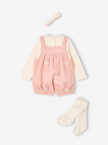 4-delige babyset van velours lichtroze - vertbaudet enfant 