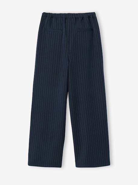 Meisjesbroek met krijtstreep gemêleerd grijs+marineblauw - vertbaudet enfant 