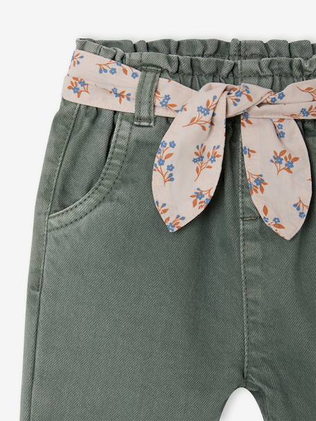 Paperbag broek babymeisje VERT MOYEN UNI - vertbaudet enfant 