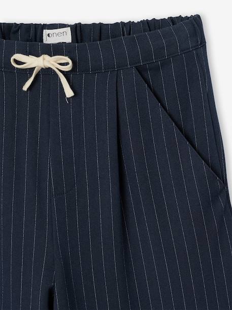 Meisjesbroek met krijtstreep gemêleerd grijs+marineblauw - vertbaudet enfant 