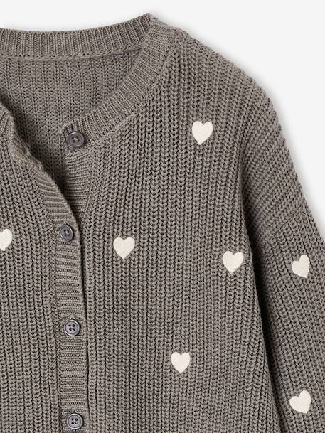 Gilet fille fantaisie en côte perlée bleu grisé+blush+écru+olive+vanille - vertbaudet enfant 