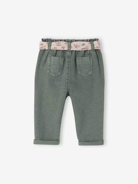Pantalon paperbag bébé fille VERT MOYEN UNI - vertbaudet enfant 