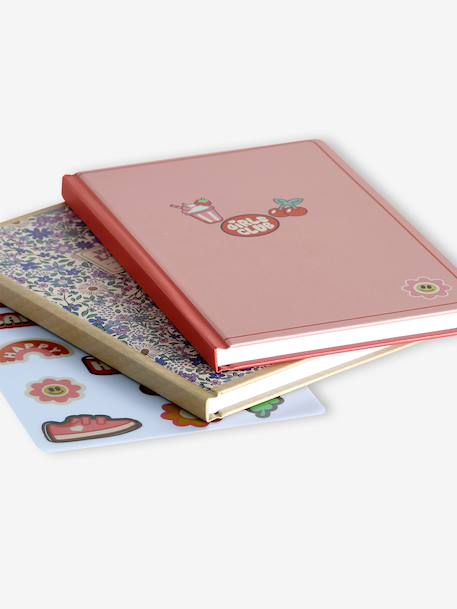 Lot de 2 cahiers et stickers papier marine+rose pâle - vertbaudet enfant 