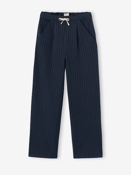 Pantalon tailoring fille gris chiné+marine - vertbaudet enfant 