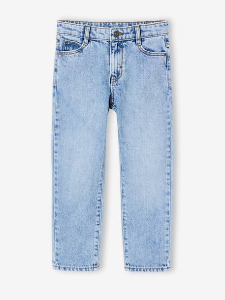 Rechte jeans voor jongens ongewassen denim+stone - vertbaudet enfant 