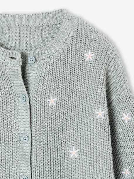 Gilet fille fantaisie en côte perlée bleu grisé+blush+écru+olive+vanille - vertbaudet enfant 