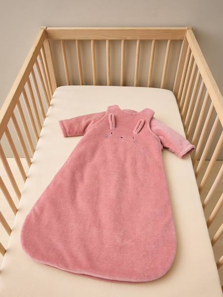 Baby trappelzak  fluweel / velours  rib beige+oudroze - vertbaudet enfant 
