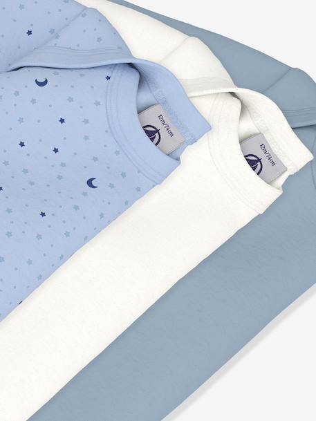 Set van 3 babyrompertjes met lange mouwen blauw - vertbaudet enfant 
