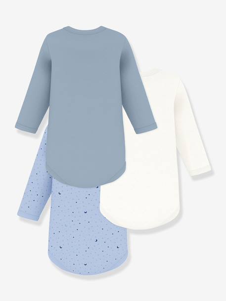 Set van 3 babyrompertjes met lange mouwen blauw - vertbaudet enfant 